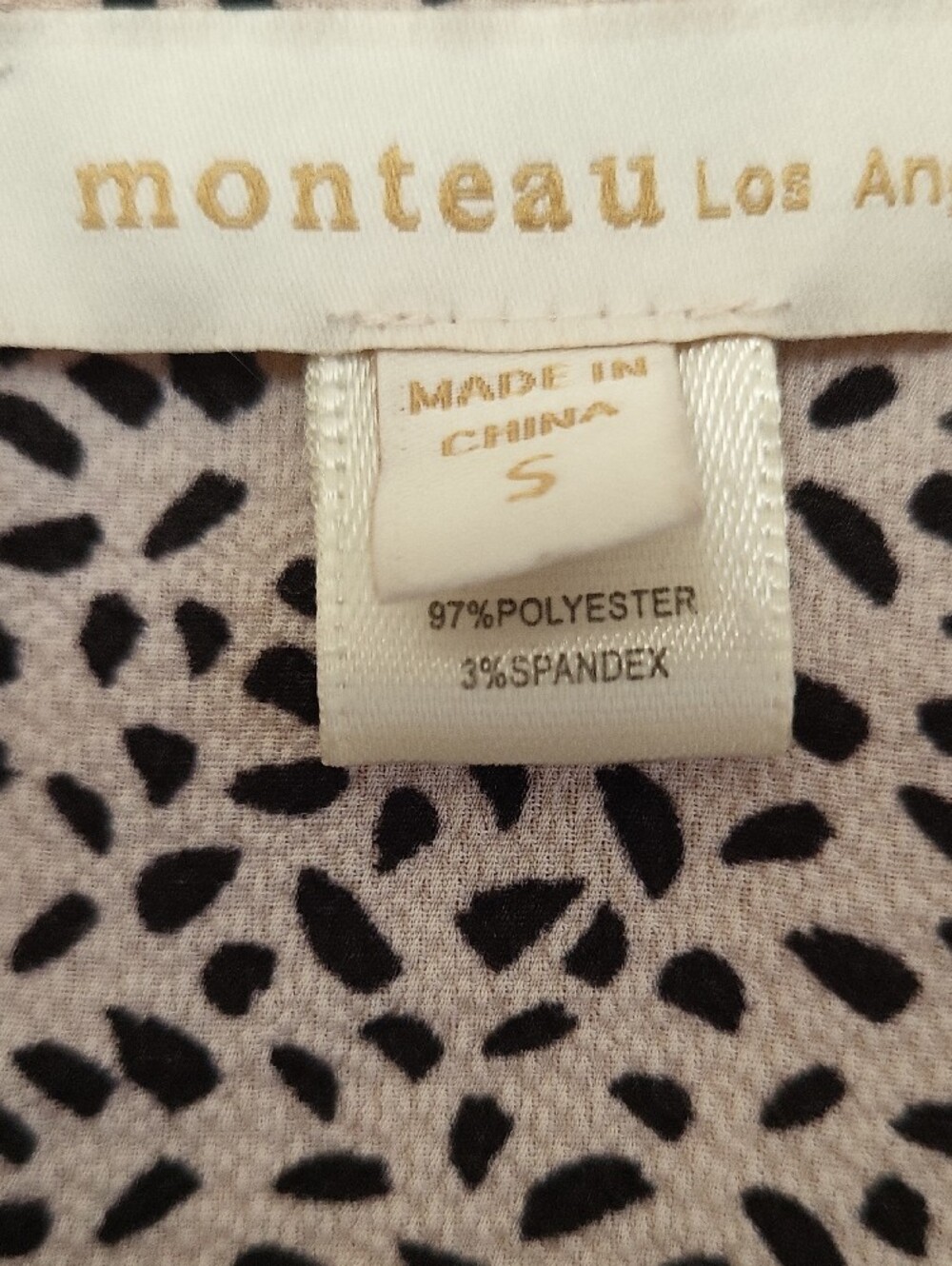 Monteau Light Pink Wrap Blouse with Black Dot Print - Picture 3 of 5